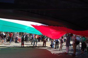 At the start of the march in Portland Place.